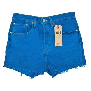 Levi's Women's 501 Vibrant Blue Denim Shorts High Rise Size 30R